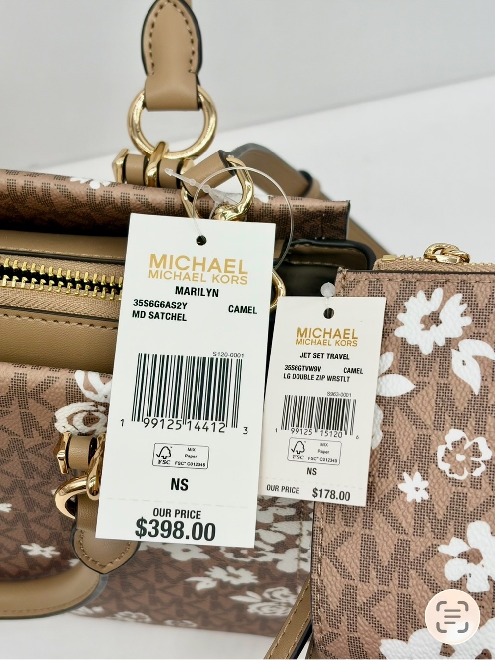 Michael Kors Navy and White Floral Satchel Crossbody and Wallet Set - Picture 14 of 14